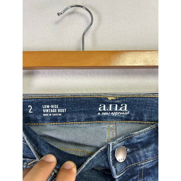 A.n.a Vintage Low Rise Bootcut Dark Wash Jeans - Size 2 Denim Normcore Classic - Picture 2 of 9